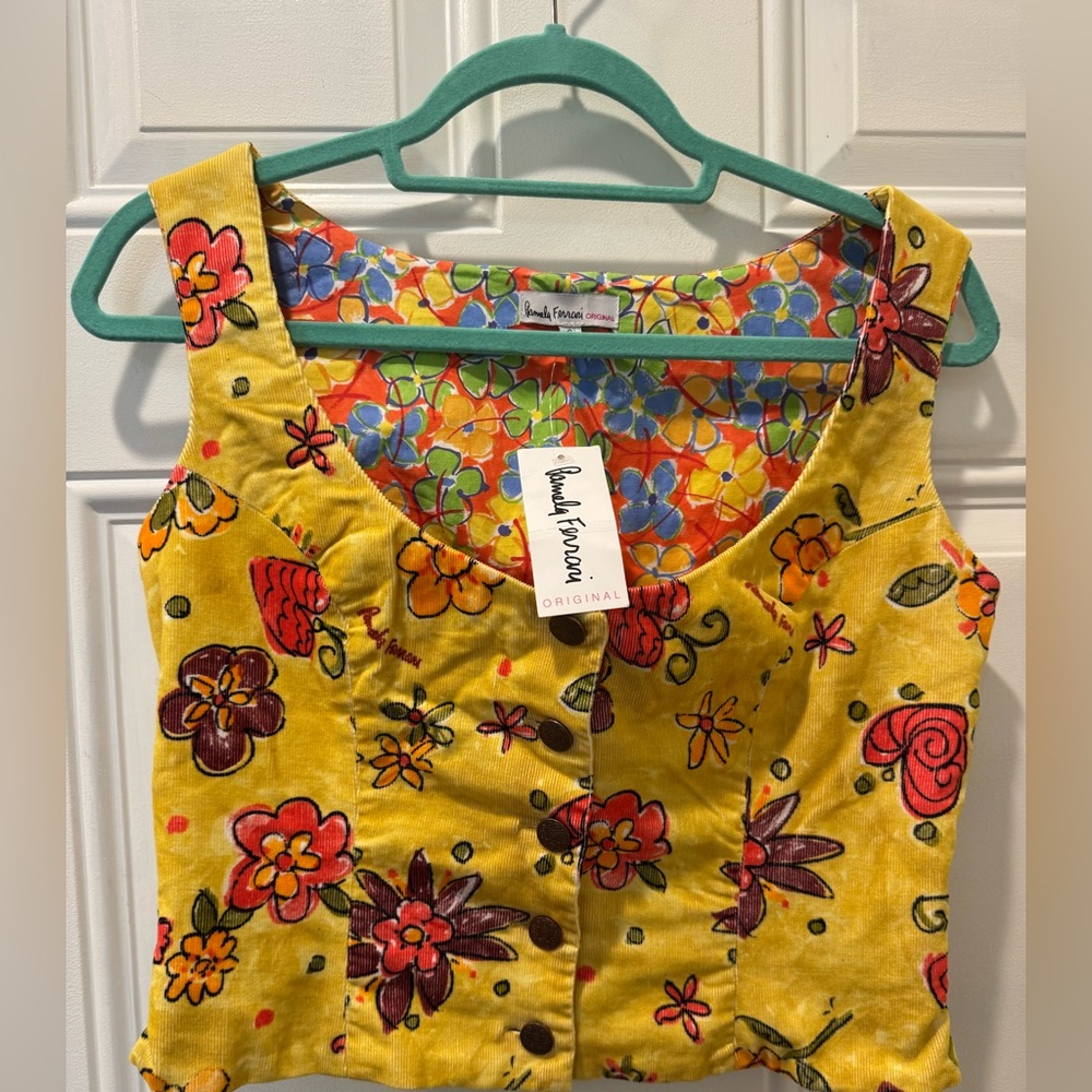 New Pamela Ferrari vest style crop top small